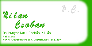 milan csoban business card
